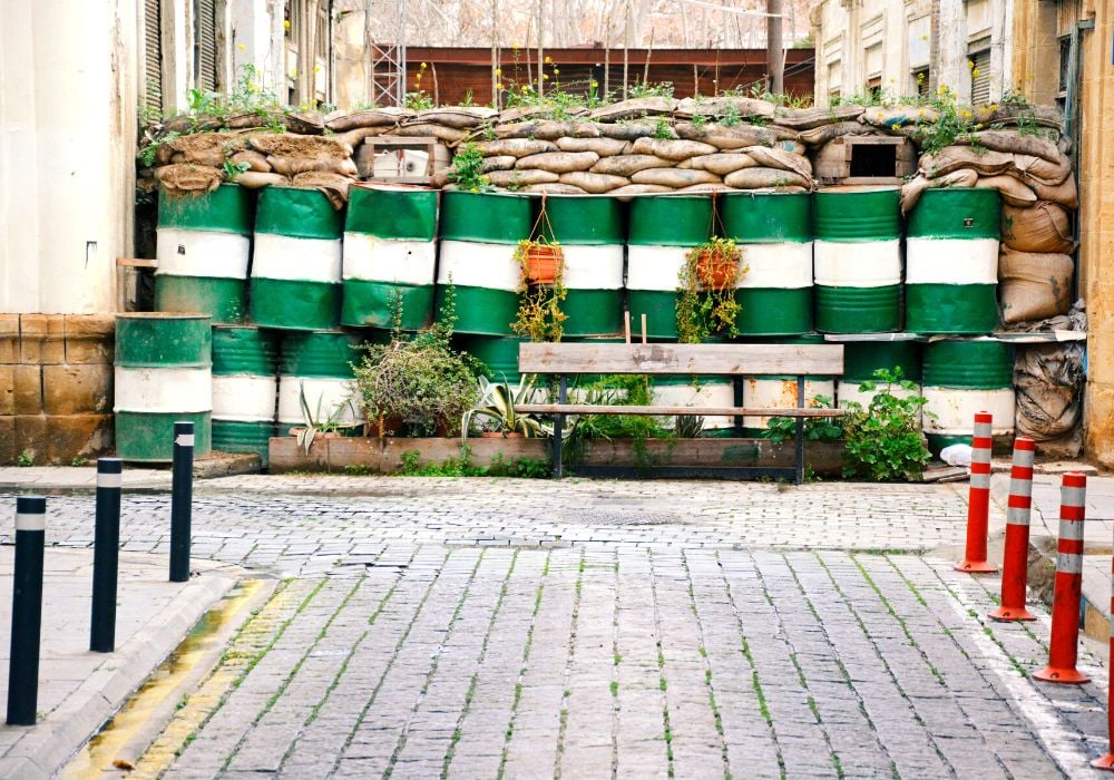 Buffer Zone in Nicosia, Cyprus near the famous Ledra Street.