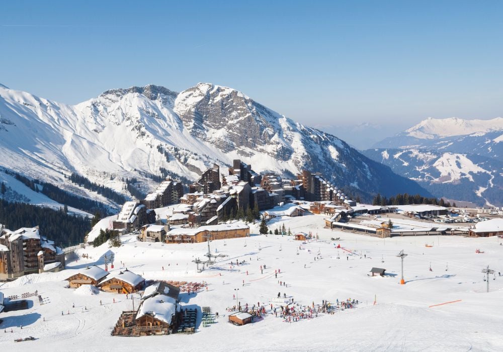 Avoriaz Ski Resort in France, viewd from a chair lift above the town