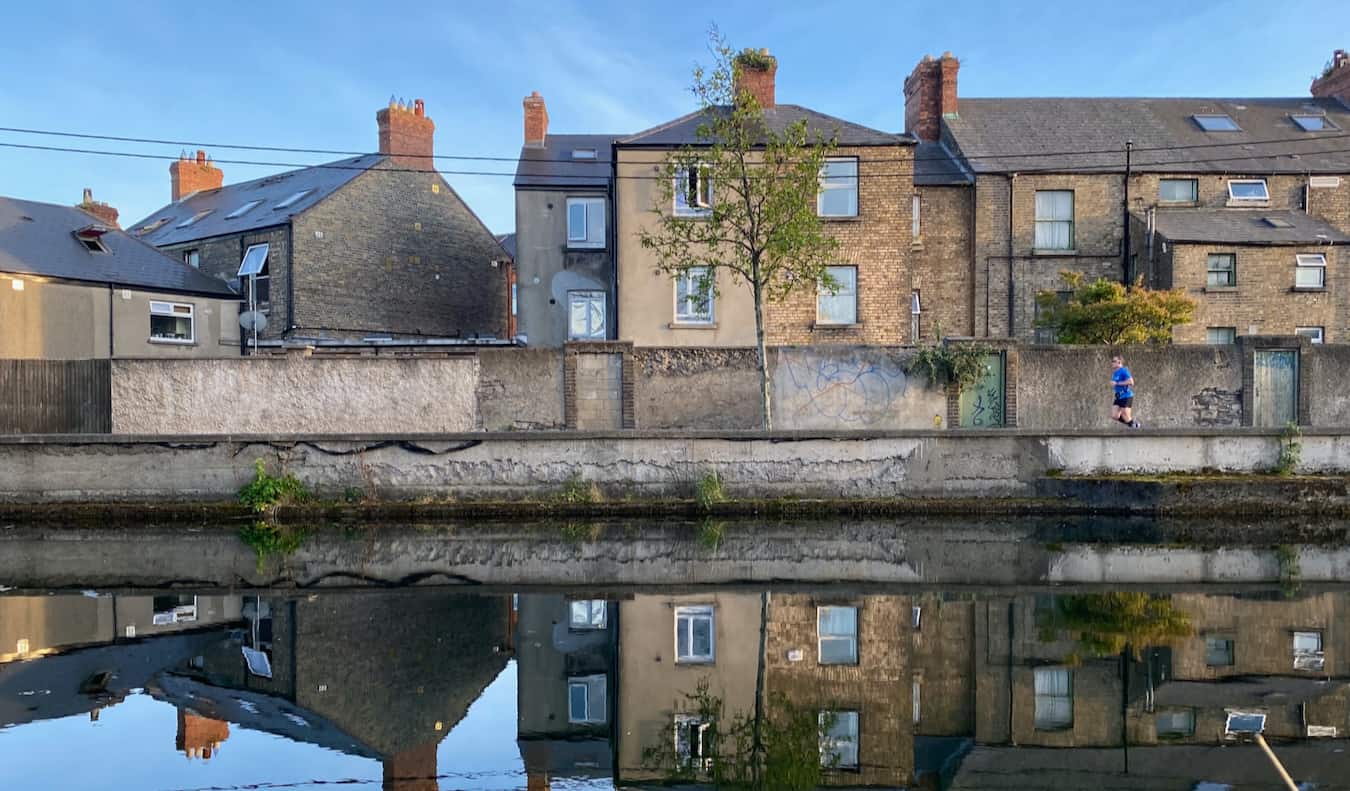 Old houses lining the River Liffey in the Portobello district of Dublin, Ireland